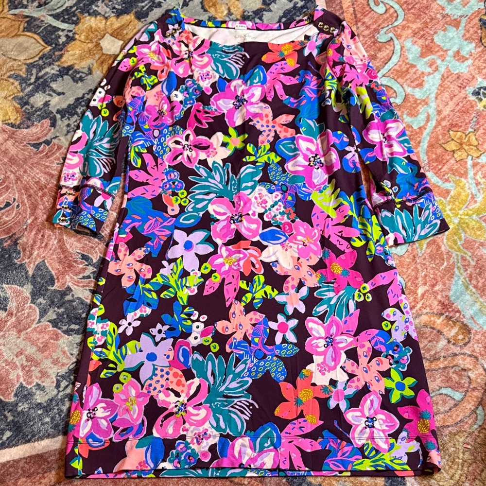 Lilly Pulitzer Floral Midi Dress - Pink, Blue, Purple